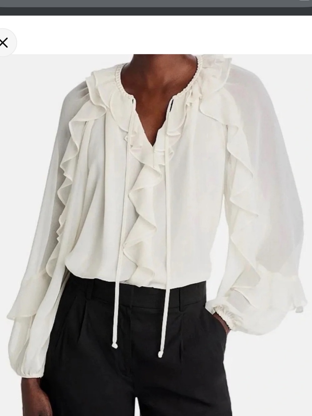 Kobi Halperin Cream Ruffle Chiffon Blouse